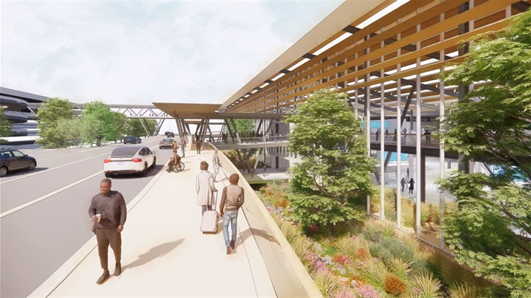 Airport render of the paseo