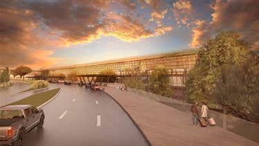 Render of the airport curbside
