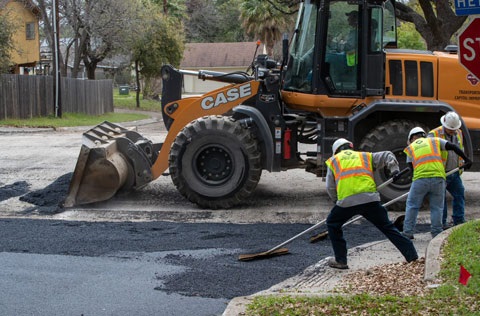 Workers fixing a street.