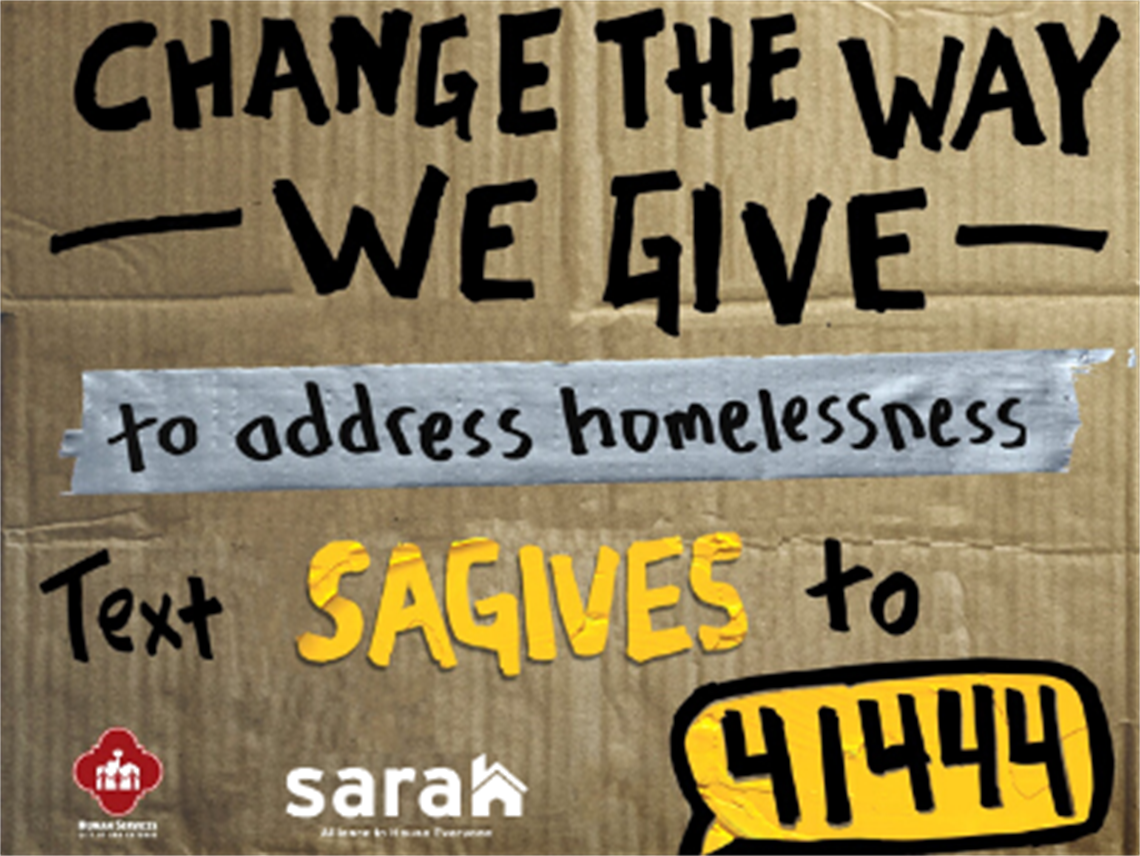 Change the way we give to address homelessness text sa gives to 41444