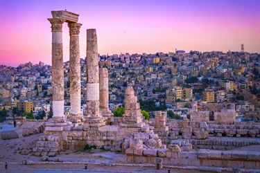 Amman, Jordan its Roman ruins in the middle of the ancient citadel park in the center of the city.