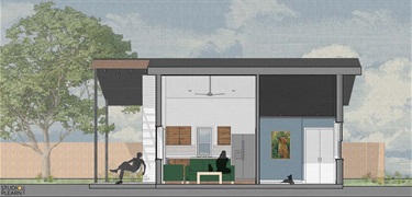 Section perspective rendering of the Hideaway Haven casita plan.