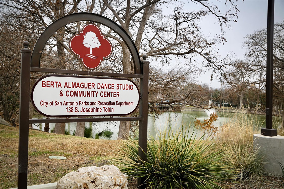 Berta Almaguer Dance Studio and Community Center Sign