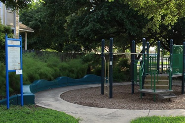 Playground surrounded by a trail