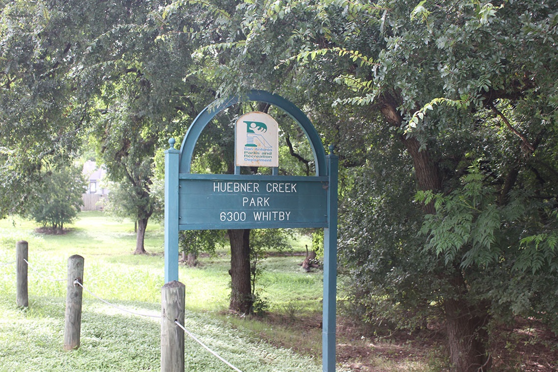 Huebner Creek Park sign