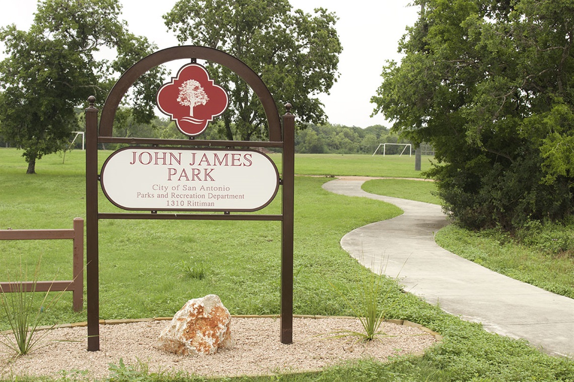 John James Park sign and grounds