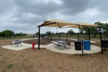Kingsborough Park covered table on concrete