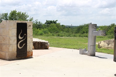 Leon Creek Greenway marker and water fountain