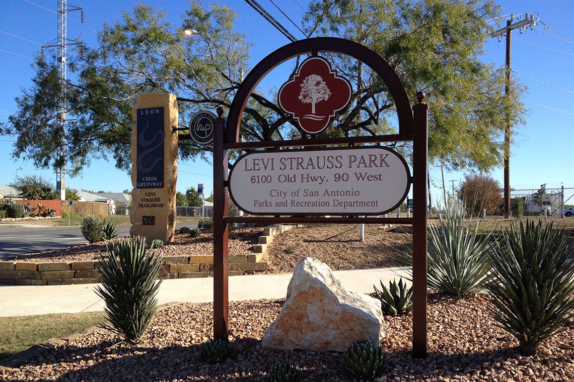 Levi Strauss Park sign and trailhead