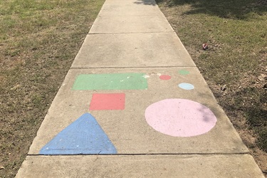 Walkway with chalk drawings