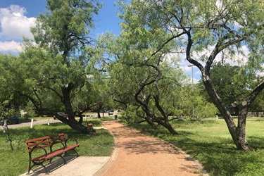 Gravel trail with bench