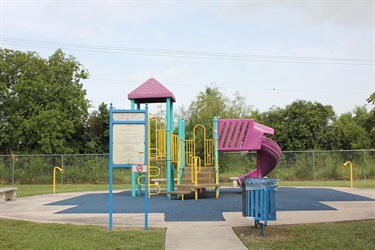 Pink and light-blue playground equipment