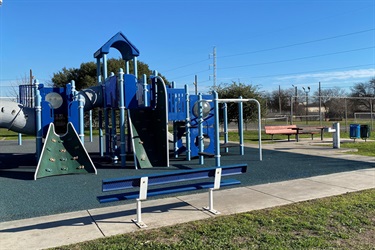 Bench facing playground