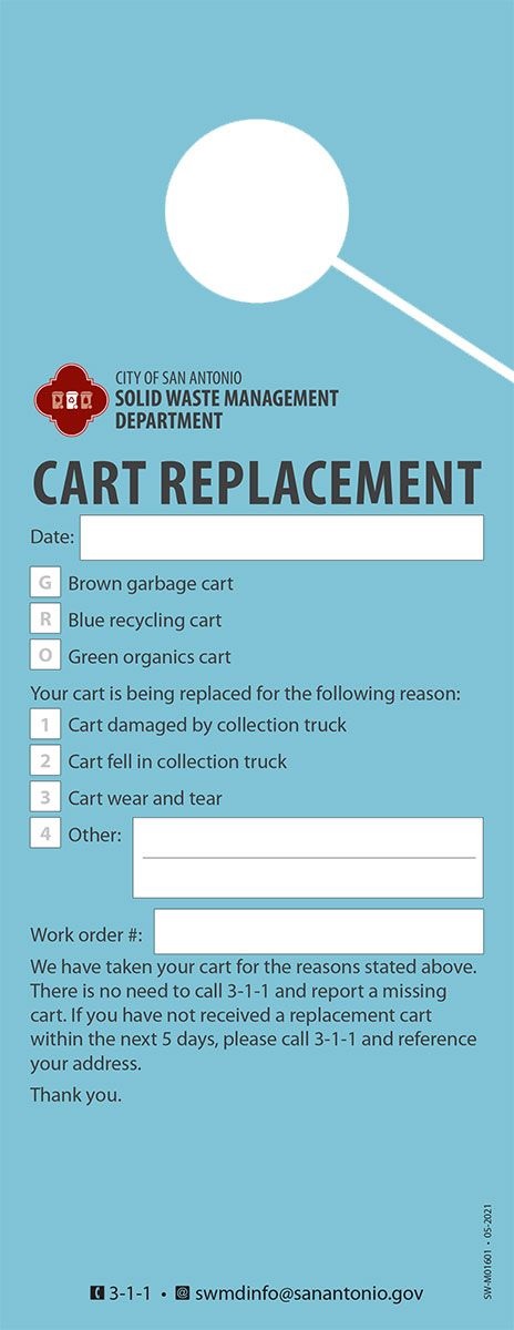 Cart replacement tag
