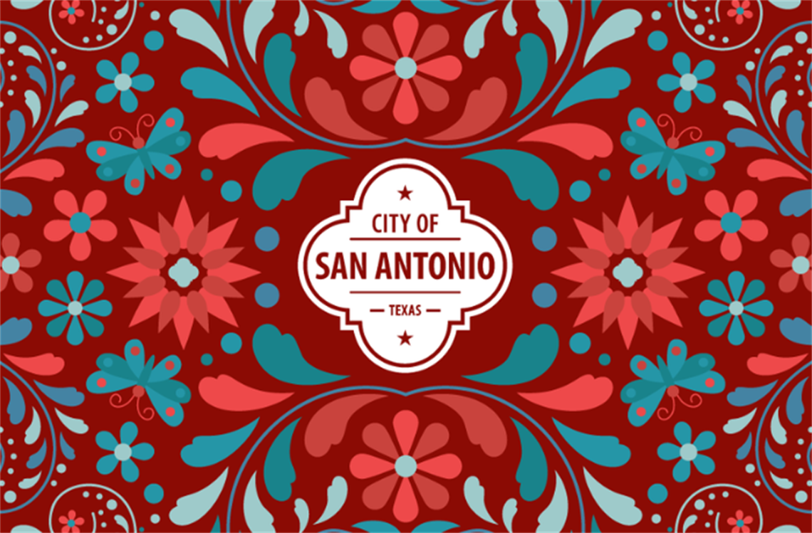 City of San Antonio Logo with Florals and Butterfly Design
