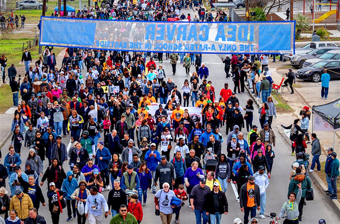 Crowds participate in the MLK March.