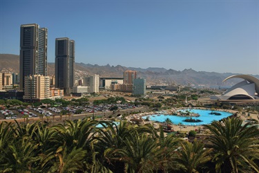 Daytime image of Palmetum (botanical garden) of Santa Cruz de Tenerife, Canary Islands, Spain.