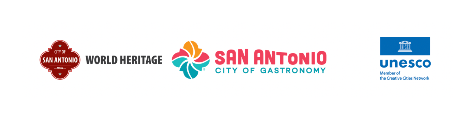 World Heritage and UNESCO and Gastronomy logos