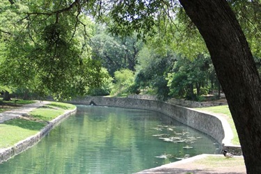 River surrounded by trails on right and left side